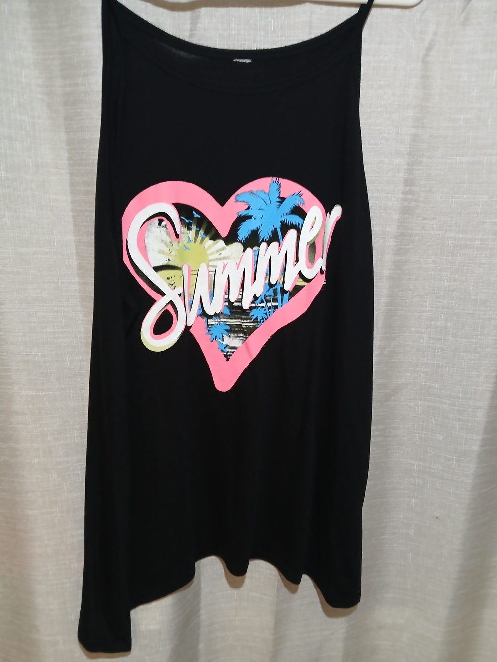 Black Tank Dress with Pink Heart 'Summer' Graphic